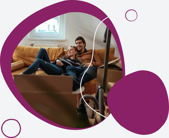 Couple cuddling on safe